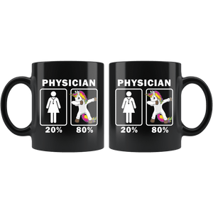 RobustCreative-Physician Dabbing Unicorn 80 20 Principle Superhero Girl Womens - 11oz Black Mug Medical Personnel Gift Idea