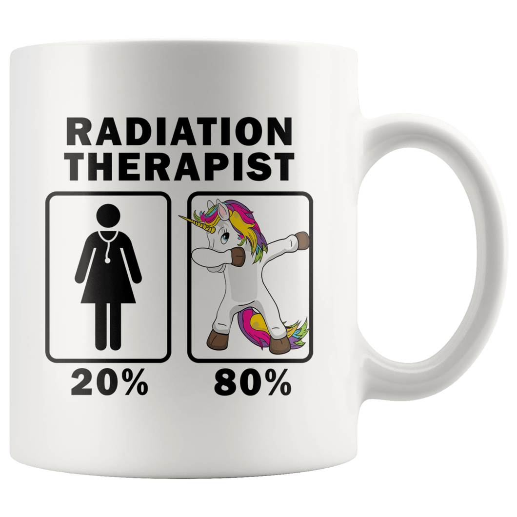 RobustCreative-Radiation Therapist Dabbing Unicorn 80 20 Principle Superhero Girl Womens - 11oz White Mug Medical Personnel Gift Idea