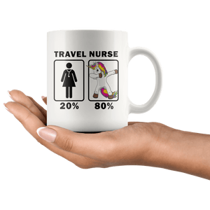 RobustCreative-Travel Nurse Dabbing Unicorn 80 20 Principle Superhero Girl Womens - 11oz White Mug Medical Personnel Gift Idea