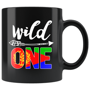 RobustCreative-Eritrea Wild One Birthday Outfit 1 Eritrean Flag Black 11oz Mug Gift Idea