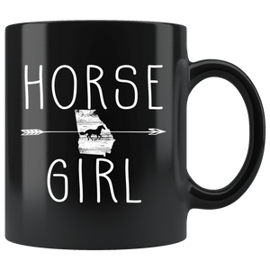 RobustCreative-Georgia Horse Girl Gifts Georgian Shape Country for women - 11oz Black Mug Racing Lover Gift Idea