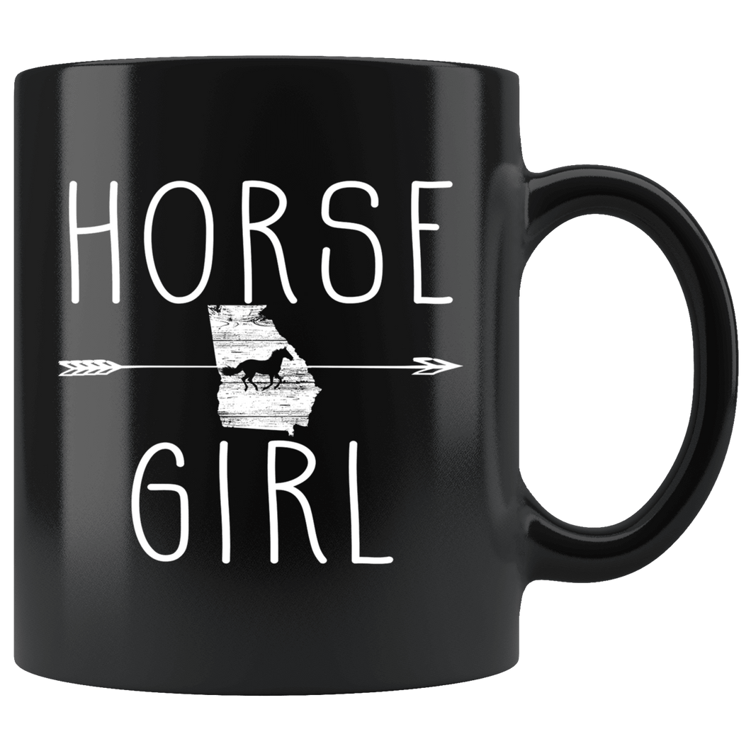 RobustCreative-Georgia Horse Girl Gifts Georgian Shape Country for women - 11oz Black Mug Racing Lover Gift Idea