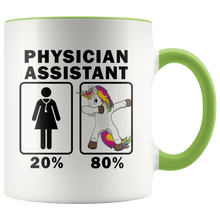 Load image into Gallery viewer, RobustCreative-Physician Assistant Dabbing Unicorn 80 20 Principle Superhero Girl Womens - 11oz Accent Mug Medical Personnel Gift Idea
