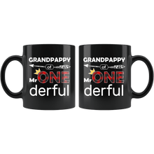 Load image into Gallery viewer, RobustCreative-Grandpappy of Mr Onederful Crown 1st Birthday Buffalo Plaid Black 11oz Mug Gift Idea

