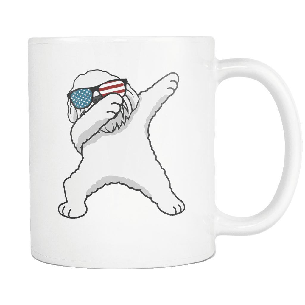 RobustCreative-Dabbing Maltese Dog America Flag - Patriotic Merica Murica Pride - 4th of July USA Independence Day - 11oz White Funny Coffee Mug Women Men Friends Gift ~ Both Sides Printed