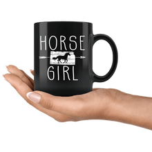 Load image into Gallery viewer, RobustCreative-Kansas Horse Girl Gifts Kansan Shape Country for women - 11oz Black Mug Riding Lover Gift Idea
