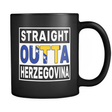 Load image into Gallery viewer, RobustCreative-Straight Outta Herzegovina - Herzegovinian Flag 11oz Funny Black Coffee Mug - Independence Day Family Heritage - Women Men Friends Gift - Both Sides Printed (Distressed)
