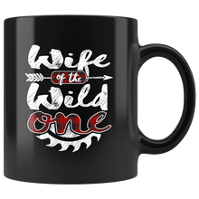 Load image into Gallery viewer, RobustCreative-Wife of the Wild One Lumberjack Woodworker Sawdust Glitter - 11oz Black Mug measure once plaid pajamas Gift Idea

