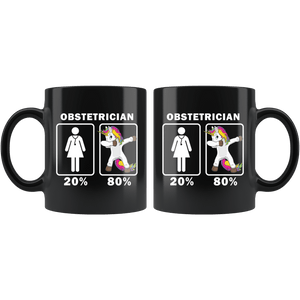 RobustCreative-Obstetrician Dabbing Unicorn 80 20 Principle Superhero Girl Womens - 11oz Black Mug Medical Personnel Gift Idea