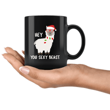 Load image into Gallery viewer, RobustCreative-Llama Santas Hat Hipster Glasses Sexy Beast Alpaca Lover Cute - 11oz Black Mug Christmas gift idea Gift Idea
