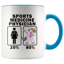 Load image into Gallery viewer, RobustCreative-Sports Medicine Physician Dabbing Unicorn 20 80 Principle Superhero Girl Womens - 11oz Accent Mug Medical Personnel Gift Idea
