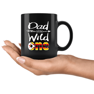 RobustCreative-Zimbabwean Dad of the Wild One Birthday Zimbabwe Flag Black 11oz Mug Gift Idea