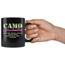 Load image into Gallery viewer, RobustCreative-Military Grandmother Just Like Normal Camouflage Camo - Military Family 11oz Black Mug Deployed Duty Forces support troops CONUS Gift Idea - Both Sides Printed
