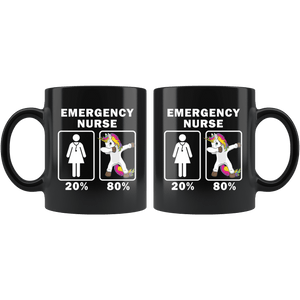 RobustCreative-Emergency Nurse Dabbing Unicorn 80 20 Principle Superhero Girl Womens - 11oz Black Mug Medical Personnel Gift Idea