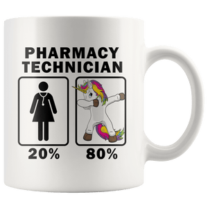 RobustCreative-Pharmacy Technician Dabbing Unicorn 80 20 Principle Superhero Girl Womens - 11oz White Mug Medical Personnel Gift Idea