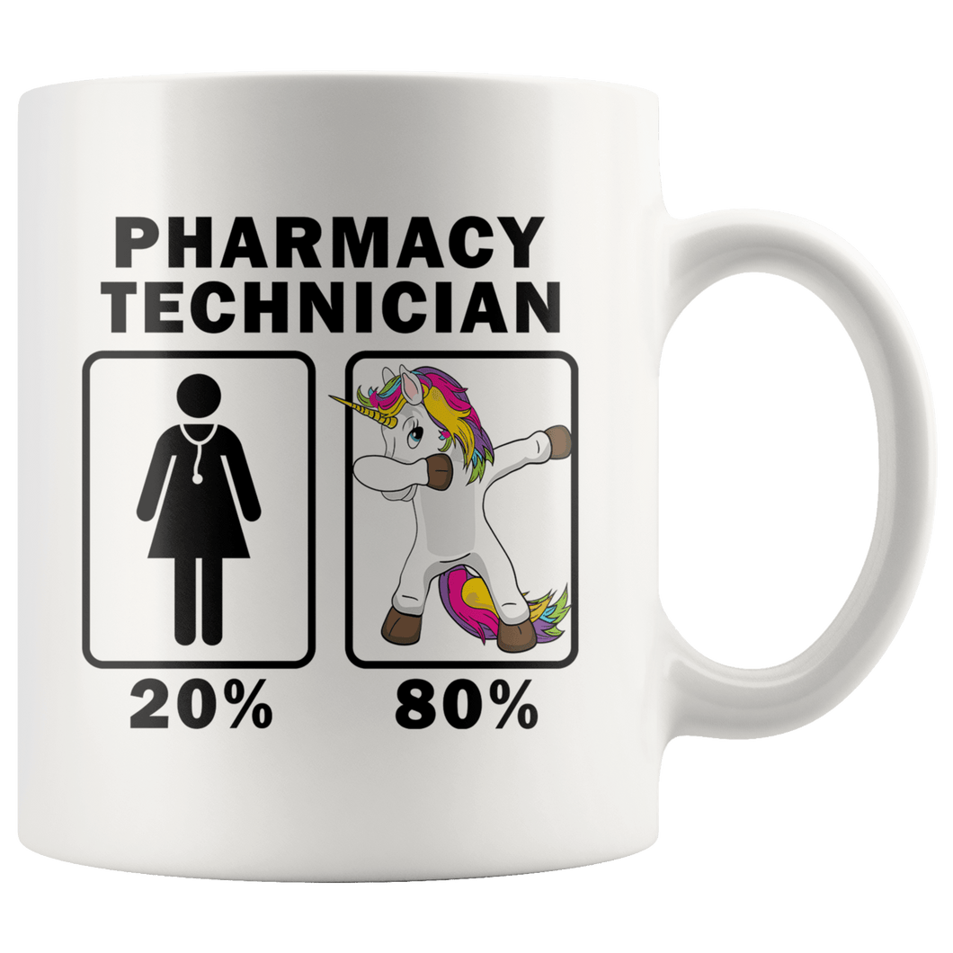 RobustCreative-Pharmacy Technician Dabbing Unicorn 80 20 Principle Superhero Girl Womens - 11oz White Mug Medical Personnel Gift Idea