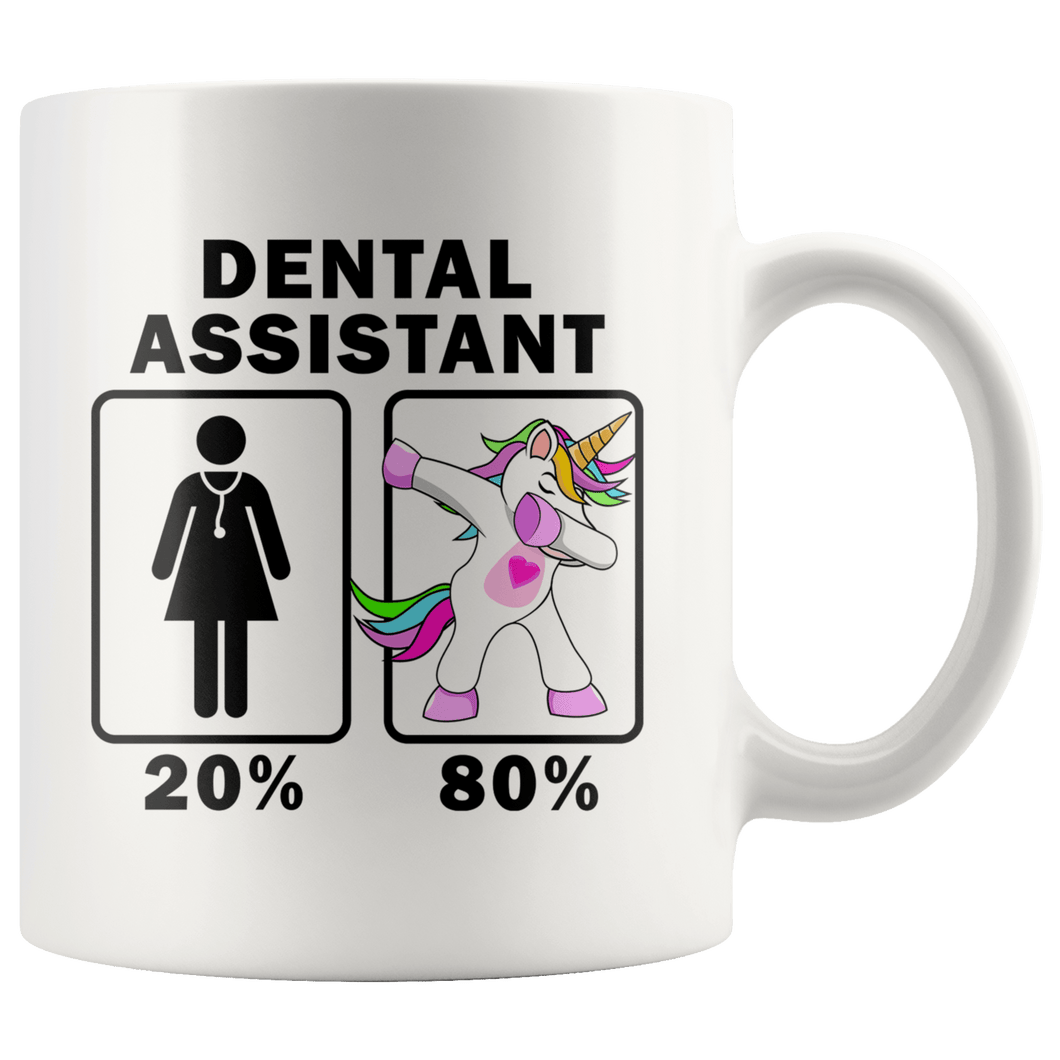 RobustCreative-Dental Assistant Dabbing Unicorn 20 80 Principle Superhero Girl Womens - 11oz White Mug Medical Personnel Gift Idea