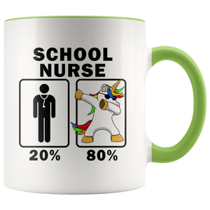 RobustCreative-School Nurse Dabbing Unicorn 80 20 Principle Graduation Gift Mens - 11oz Accent Mug Medical Personnel Gift Idea