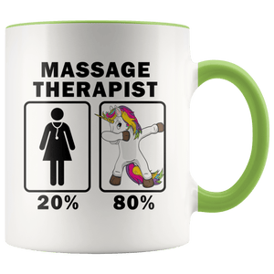 RobustCreative-Massage Therapist Dabbing Unicorn 80 20 Principle Superhero Girl Womens - 11oz Accent Mug Medical Personnel Gift Idea