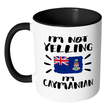 Load image into Gallery viewer, RobustCreative-I&#39;m Not Yelling I&#39;m Caymanian Flag - Cayman Islands Pride 11oz Funny Black &amp; White Coffee Mug - Coworker Humor That&#39;s How We Talk - Women Men Friends Gift - Both Sides Printed (Distressed)
