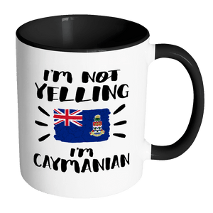 RobustCreative-I'm Not Yelling I'm Caymanian Flag - Cayman Islands Pride 11oz Funny Black & White Coffee Mug - Coworker Humor That's How We Talk - Women Men Friends Gift - Both Sides Printed (Distressed)