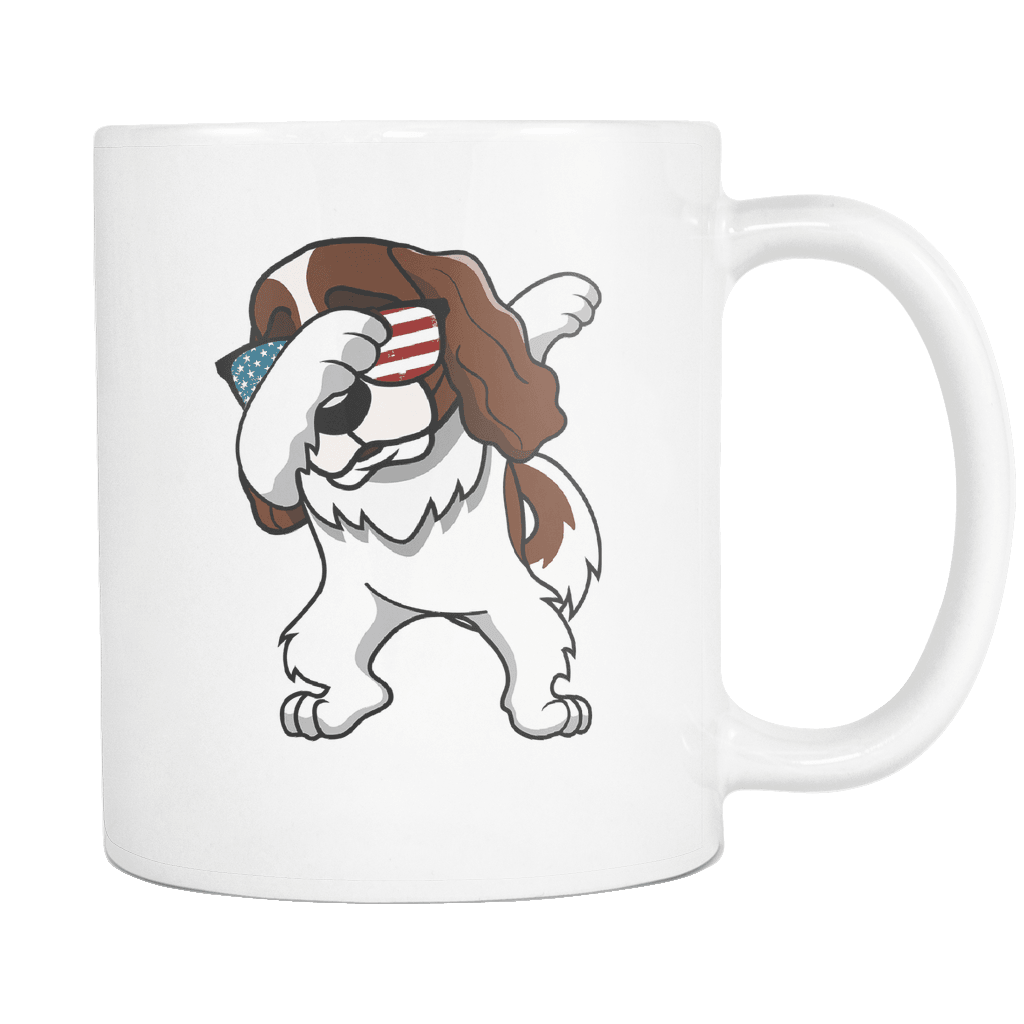 RobustCreative-Dabbing Cavalier King Charles Spaniel Dog America Flag - Patriotic Merica Murica Pride - 4th of July USA Independence Day - 11oz White Funny Coffee Mug Women Men Friends Gift ~ Both Sides Printed