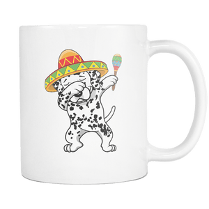 RobustCreative-Dabbing Dalmatian Dog in Sombrero - Cinco De Mayo Mexican Fiesta - Dab Dance Mexico Party - 11oz White Funny Coffee Mug Women Men Friends Gift ~ Both Sides Printed
