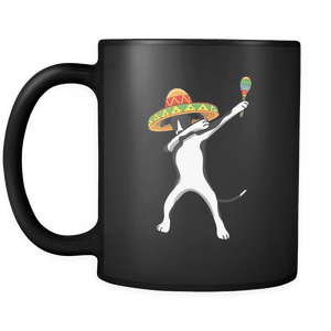RobustCreative-Dabbing Greyhound Dog in Sombrero - Cinco De Mayo Mexican Fiesta - Dab Dance Mexico Party - 11oz Black Funny Coffee Mug Women Men Friends Gift ~ Both Sides Printed