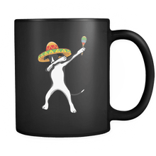 Load image into Gallery viewer, RobustCreative-Dabbing Greyhound Dog in Sombrero - Cinco De Mayo Mexican Fiesta - Dab Dance Mexico Party - 11oz Black Funny Coffee Mug Women Men Friends Gift ~ Both Sides Printed

