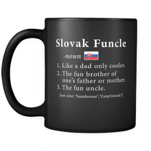 Load image into Gallery viewer, RobustCreative-Slovak Funcle Definition Fathers Day Gift - Slovak Pride 11oz Funny Black Coffee Mug - Real Slovakia Hero Papa National Heritage - Friends Gift - Both Sides Printed
