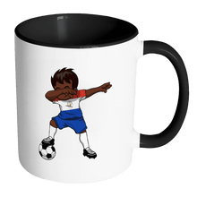 Load image into Gallery viewer, RobustCreative-Dabbing Soccer Boy Paraguay Paraguayan Asuncian Gifts National Soccer Tournament Game 11oz Black &amp; White Coffee Mug ~ Both Sides Printed
