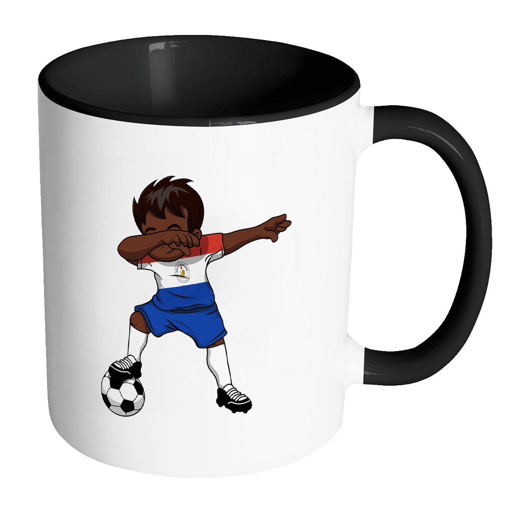 RobustCreative-Dabbing Soccer Boy Paraguay Paraguayan Asuncian Gifts National Soccer Tournament Game 11oz Black & White Coffee Mug ~ Both Sides Printed