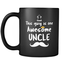 Load image into Gallery viewer, RobustCreative-One Awesome Uncle Mustache - Birthday Gift 11oz Funny Black Coffee Mug - Fathers Day B-Day Party - Women Men Friends Gift - Both Sides Printed (Distressed)
