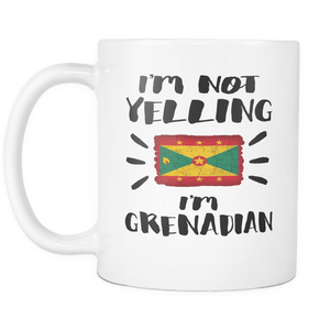 RobustCreative-I'm Not Yelling I'm Grenadian Flag - Grenada Pride 11oz Funny White Coffee Mug - Coworker Humor That's How We Talk - Women Men Friends Gift - Both Sides Printed (Distressed)