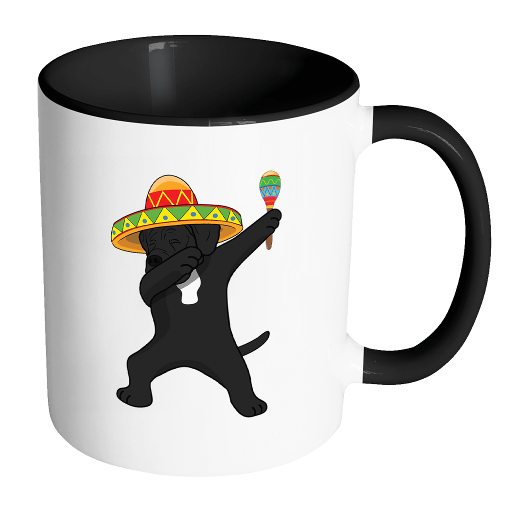 RobustCreative-Dabbing Cane Corso Dog in Sombrero - Cinco De Mayo Mexican Fiesta - Dab Dance Mexico Party - 11oz Black & White Funny Coffee Mug Women Men Friends Gift ~ Both Sides Printed