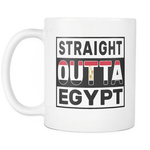 RobustCreative-Straight Outta Egypt - Egyptian Flag 11oz Funny White Coffee Mug - Independence Day Family Heritage - Women Men Friends Gift - Both Sides Printed (Distressed)