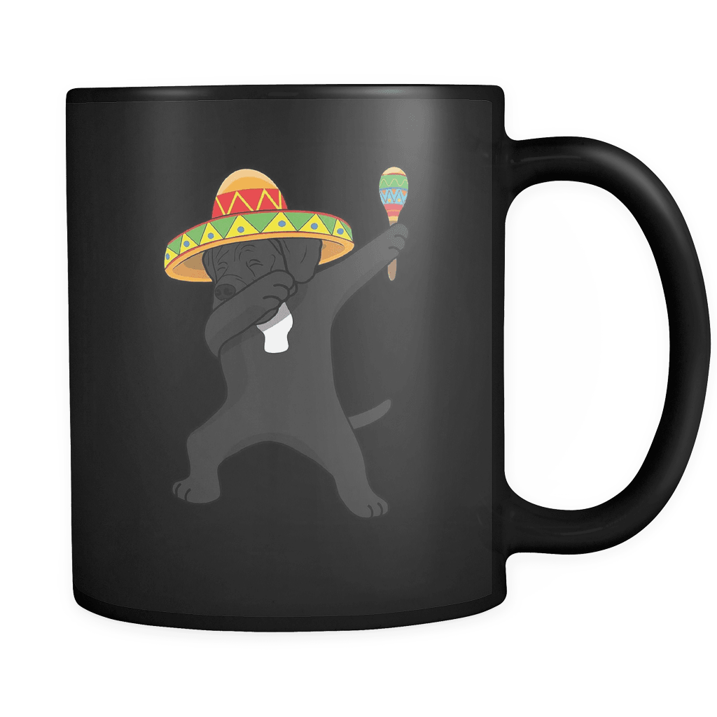 RobustCreative-Dabbing Cane Corso Dog in Sombrero - Cinco De Mayo Mexican Fiesta - Dab Dance Mexico Party - 11oz Black Funny Coffee Mug Women Men Friends Gift ~ Both Sides Printed