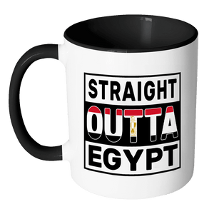 RobustCreative-Straight Outta Egypt - Egyptian Flag 11oz Funny Black & White Coffee Mug - Independence Day Family Heritage - Women Men Friends Gift - Both Sides Printed (Distressed)