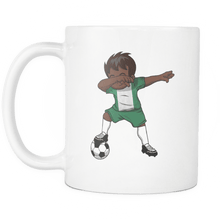 Load image into Gallery viewer, RobustCreative-Dabbing Soccer Boy Nigeria Nigerian Abuja Gifts National Soccer Tournament Game 11oz White Coffee Mug ~ Both Sides Printed
