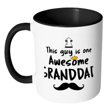 Load image into Gallery viewer, RobustCreative-One Awesome Granddad Mustache - Birthday Gift 11oz Funny Black &amp; White Coffee Mug - Fathers Day B-Day Party - Women Men Friends Gift - Both Sides Printed (Distressed)
