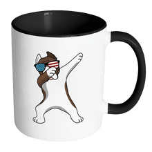 Load image into Gallery viewer, RobustCreative-Dabbing Pitbull Dog America Flag - Patriotic Merica Murica Pride - 4th of July USA Independence Day - 11oz Black &amp; White Funny Coffee Mug Women Men Friends Gift ~ Both Sides Printed
