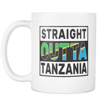 Load image into Gallery viewer, RobustCreative-Straight Outta Tanzania - Tanzanian Flag 11oz Funny White Coffee Mug - Independence Day Family Heritage - Women Men Friends Gift - Both Sides Printed (Distressed)

