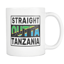 Load image into Gallery viewer, RobustCreative-Straight Outta Tanzania - Tanzanian Flag 11oz Funny White Coffee Mug - Independence Day Family Heritage - Women Men Friends Gift - Both Sides Printed (Distressed)
