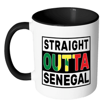 Load image into Gallery viewer, RobustCreative-Straight Outta Senegal - Senegalese Flag 11oz Funny Black &amp; White Coffee Mug - Independence Day Family Heritage - Women Men Friends Gift - Both Sides Printed (Distressed)
