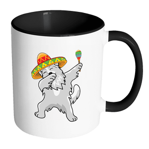 RobustCreative-Dabbing Great Pyrenees Dog in Sombrero - Cinco De Mayo Mexican Fiesta - Dab Dance Mexico Party - 11oz Black & White Funny Coffee Mug Women Men Friends Gift ~ Both Sides Printed