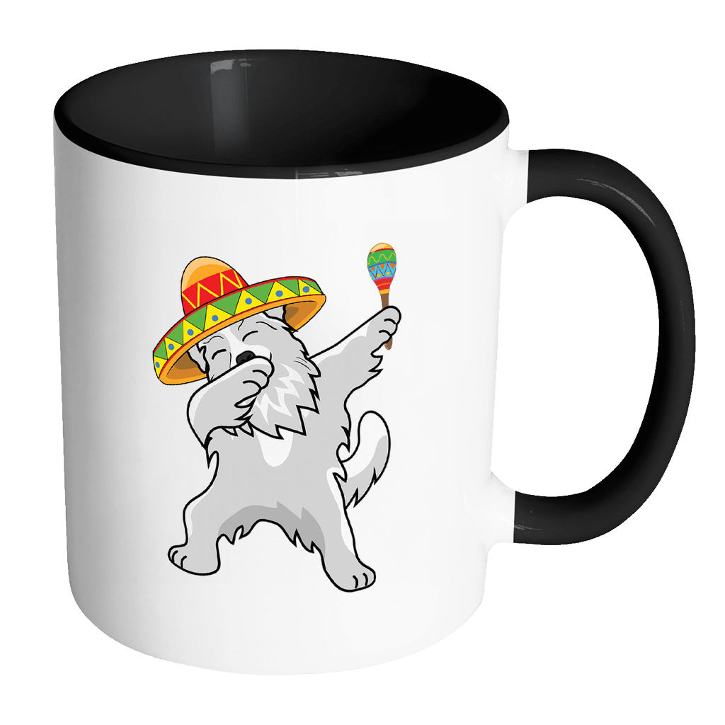 RobustCreative-Dabbing Great Pyrenees Dog in Sombrero - Cinco De Mayo Mexican Fiesta - Dab Dance Mexico Party - 11oz Black & White Funny Coffee Mug Women Men Friends Gift ~ Both Sides Printed