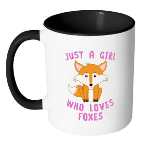 RobustCreative-Just a Girl Who Loves Cute Foxe the Wild One Animal Spirit 11oz Black & White Coffee Mug ~ Both Sides Printed