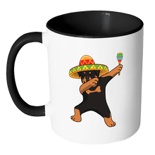 Load image into Gallery viewer, RobustCreative-Dabbing Rottweiler Dog in Sombrero - Cinco De Mayo Mexican Fiesta - Dab Dance Mexico Party - 11oz Black &amp; White Funny Coffee Mug Women Men Friends Gift ~ Both Sides Printed
