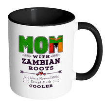 Load image into Gallery viewer, RobustCreative-Best Mom Ever with Zambian Roots - Zambia Flag 11oz Funny Black &amp; White Coffee Mug - Mothers Day Independence Day - Women Men Friends Gift - Both Sides Printed (Distressed)
