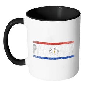 RobustCreative-Retro Vintage Flag Paraguayan Paraguay 11oz Black & White Coffee Mug ~ Both Sides Printed